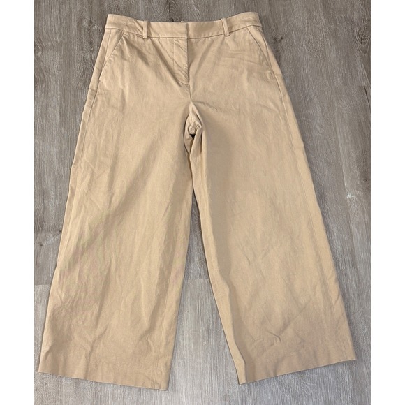 J.CREW Pants - J.Crew Womens Khaki Tan Wide Leg Crop Pants Stretch Cotton CG388 Size 4